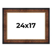 24x17 Frame Brown Walnut Gold Ornate Trim Solid Wood Plein Air Picture Frame | 3 Inch Moulding