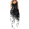 thumbnail image 2 of ICHUANYI Clearance Women's Fashion Sexy Vintage V Neck Sleeveless Printing Party Dresses(Black, M) ICHUANYI WER2023081008340, 2 of 5