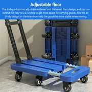 Homasy 6 Wheels Foldable Portable Trolley, Foldable Carrying Trolley, 270Kg Load Capacity Adjustable Handle Trolley with Elastic Cord for Cargo Handling, Shopping, Office Use