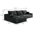 thumbnail image 2 of 107" Modular Cloud Sectional Sofa with Left-Facing Chaise, Deep Seat Couch in Plush Corduroy Fabric, No Assembly, Black, 2 of 8