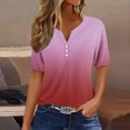thumbnail image 4 of Wo-Fusoul Women's Ombre V-Neck Short Sleeve Top, Casual Fashion Daily Wear, 4 of 5