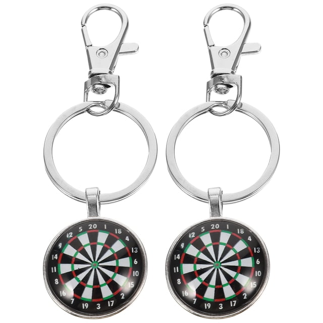 EeaseCA 2pcs Retro Glass Keychains Darts Key Holder Pendant Silver Alloy Key Rings Gift Craft Ornaments