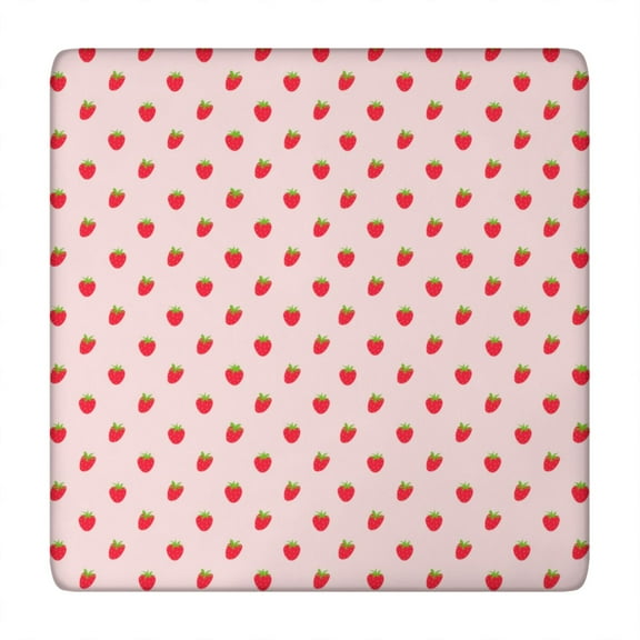 Red Strawberry Tablecloth Sweet Berries Pattern Kawaii Summer Fruit Theme for Kitchen or Picnic