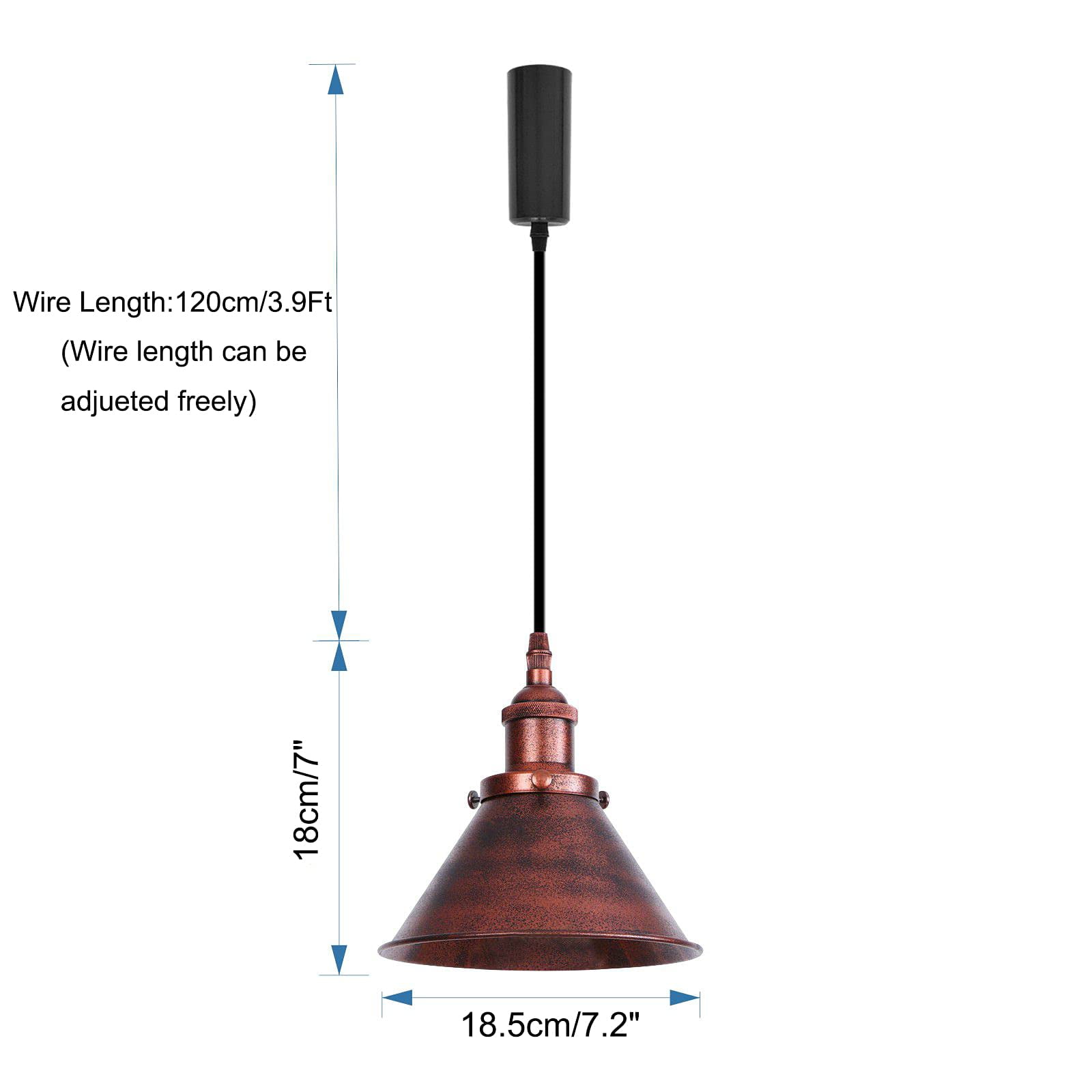 KAYYELAMP Plug in Cable Track Rail with Adjustable Cord Rust Track Lighting Fixture E26 Base H-Type Vintage Design for Kitchen Loft(No Bulb)