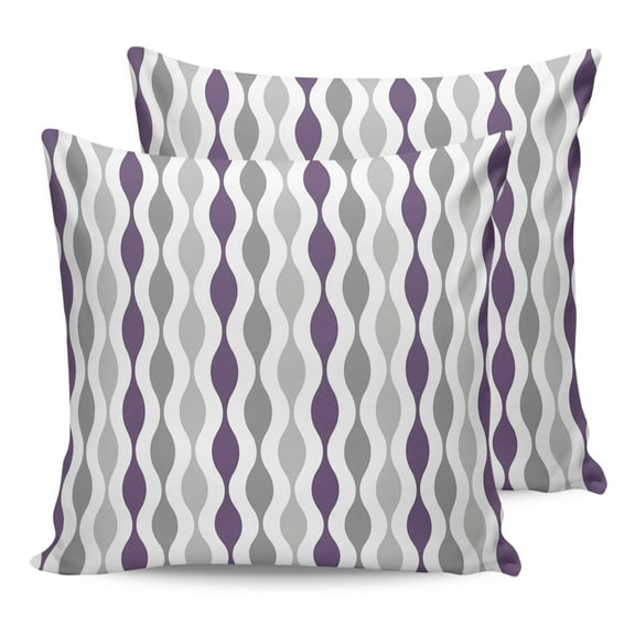 Outdoor Waterproof Throw Pillow Covers Set of 2 Mid Century Abstract Art Pillowcases Outdoor Pillows Cushion Case 16x16 Inch Symmetrical Geometric Purple Grey Patio Pillows for Couch Sofa Bed Garden