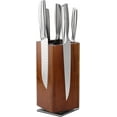 thumbnail image 1 of Magnetic Knife Block Without Knives, 360°Rotatable Knife Holder with with Four Sided Magnets & Non-Slip Base,Kitchen Acacia Wood Universal Magnetic Knife Storage Rack with Bristles (Wood), 1 of 7