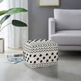 thumbnail image 5 of LR Home Small Over-tufted Chevron Indoor Square Pouf, Black/White, 18" x 18" x 14", 5 of 10