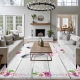 thumbnail image 3 of Large Area Rugs for Living Room Bedroom, Spring Easter 5'x8' Rug Washable Carpet Runner Indoor Outdoor, Watercolor Flowers Rabbits Ears Bow Wooden Gray Non Slip Floor Mats Rug for Kitchen, Bathroom, 3 of 8