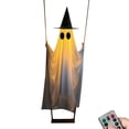 thumbnail image 4 of Halloween Hanging Swinging Ghost with Light and Remote Control, Glowing Ghost Decor for Porch Yard Party (14.96x6.69x4.06in), 4 of 5