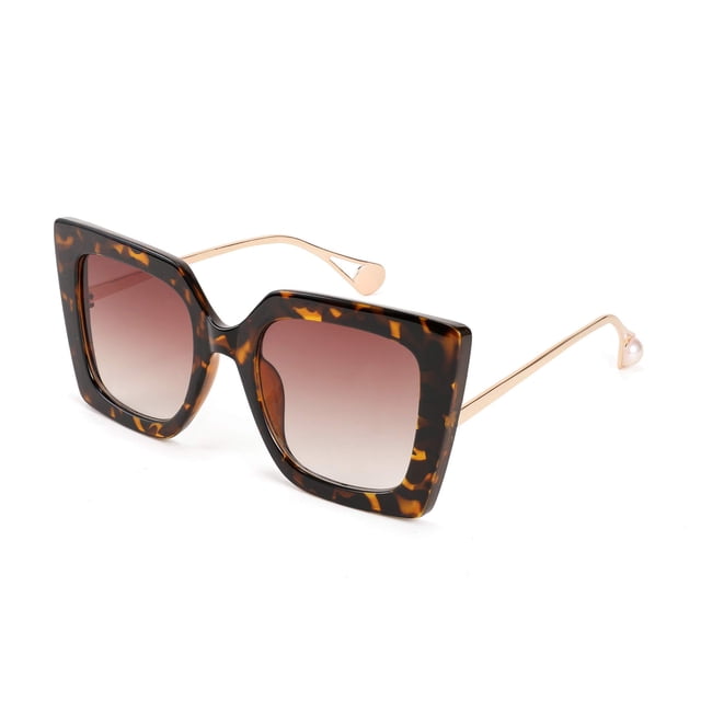 Gafas de Sol FEISEDY Elegantes Cuadradas Grandes con Incrustación de Perlas B2625