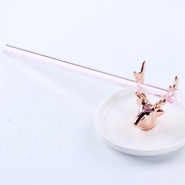 Pajita de vidrio de cabeza redonda de color creativo para el cabello, pajita de vidrio de borosilicato alto para niños, regalo de San Valentín de Tanabata