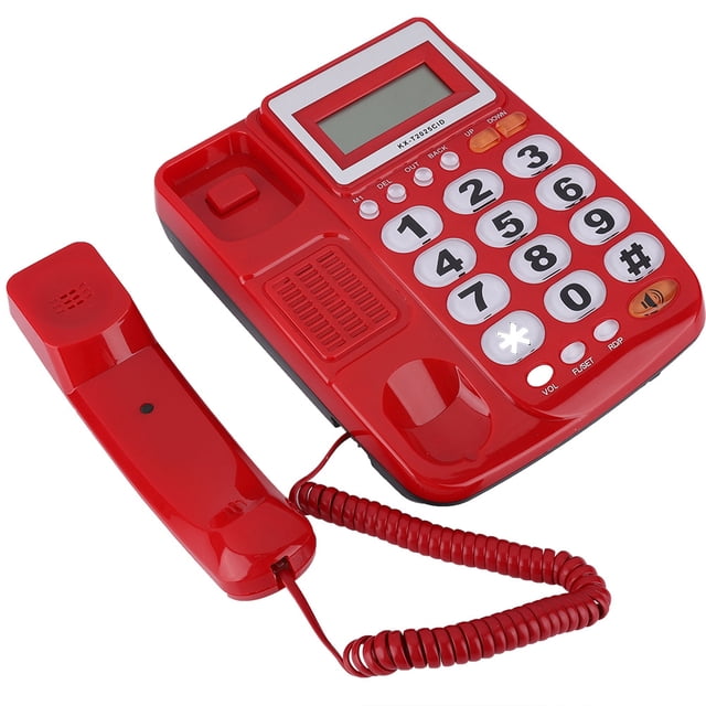 Teléfonos Con Cable, Práctico Teléfono Fijo Con Cable ABS LCD Retro Transparente Con Altavoz Para La Oficina Para El Hogar