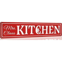 Mrs Claus Kitchen Christmas Metal Sign Vintage Print Art Poster Tin Plaque for Home Farmhouse Kitchen Patio Yard Cafe Bar Front Door Wall Decor 4x16 Inch