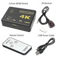 thumbnail image 4 of 3 Way Port Hdmi Splitter Switch 3 To 1 Hub 4k Ir Remote Usb Cables For Hdtv Ps3, 4 of 5