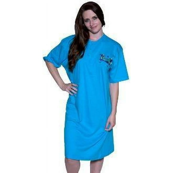 Ladies Cotton Sleep Shirt Turq