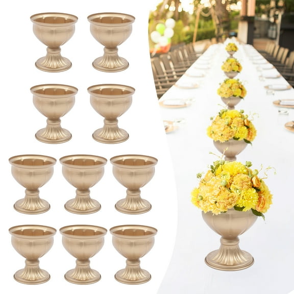 Dwellnix 10x Metal Urn Planter Elegant Wedding Centerpieces Vase Wedding Party Gold
