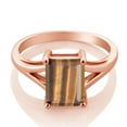 thumbnail image 2 of Gem Stone King 18K Rose Gold Plated Silver Brown Tiger Eye Solitaire Engagement Ring for Women (2.00 Cttw, Emerald Cut 9X7MM, Gemstone Birthstone, Available in Size 5,6,7,8,9), 2 of 4