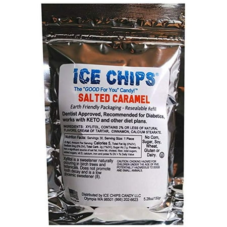ICE CHIPS Birchwood Xylitol Candy in Large 5.28 oz Resealable Pouch; Low Carb & Gluten Free (Salted
