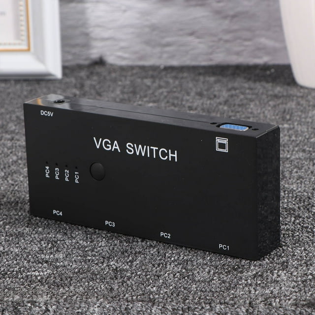 OULII 1Pcs 4 Port VGA Video Switch Box Adapter Converter for LCD PC Devices Plug and Play Metal Plastic