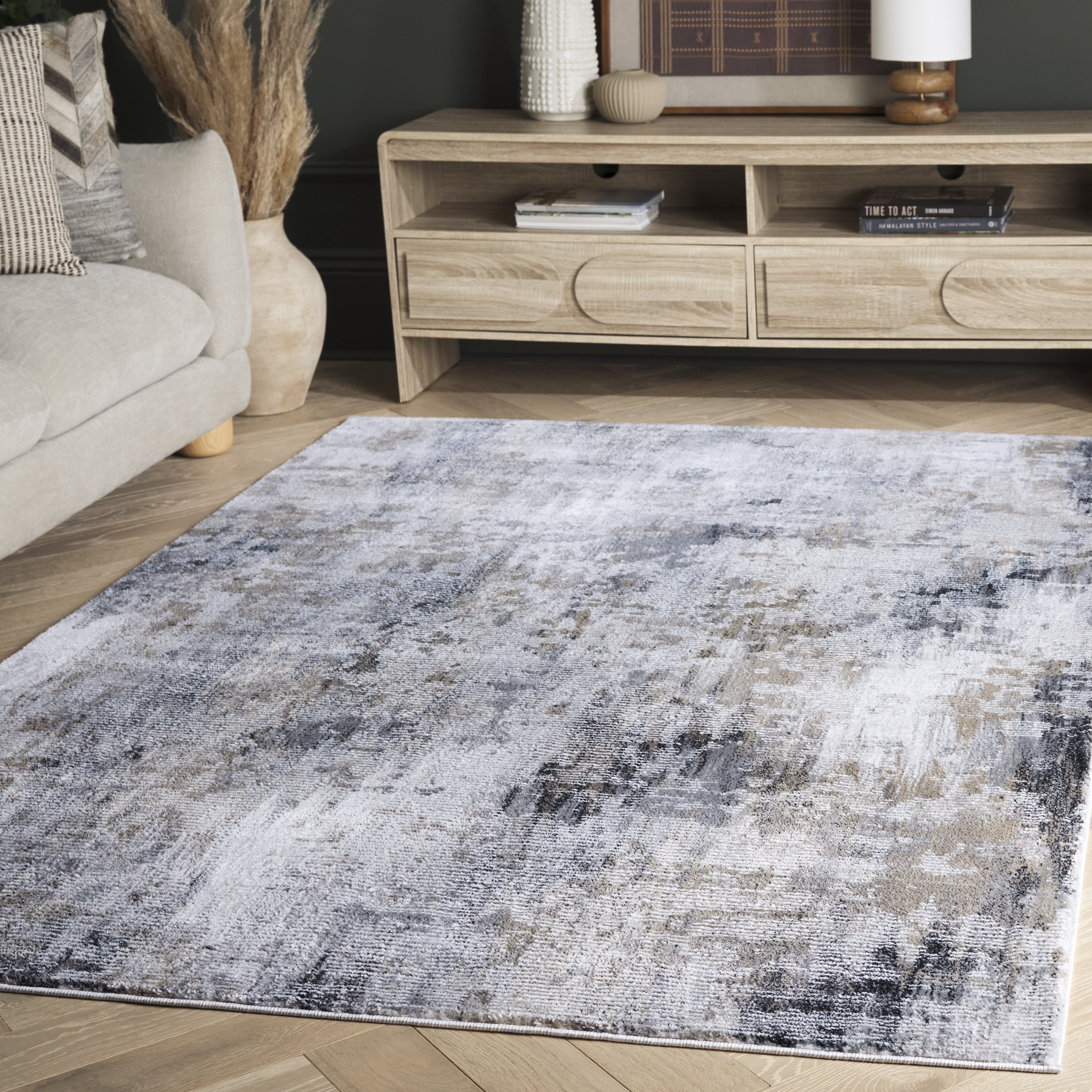 SAFAVIEH Slate Cynthia Distressed Area Rug, Grey/Brown Ivory, 8' x 10'