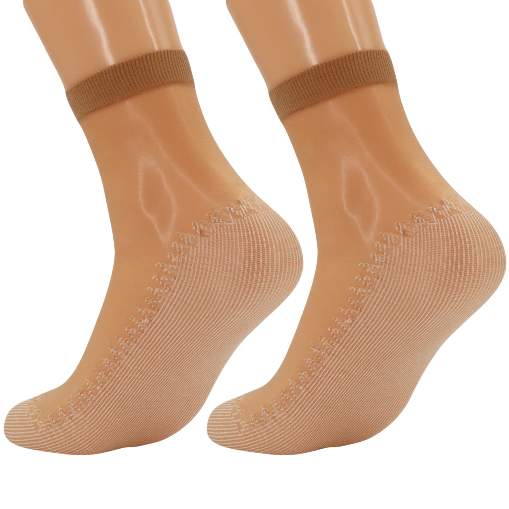 Women's 10-Pack Sheer Ankle Socks - Anti-Slip Cotton Sole & Reinforced Toe, Fits Shoe Size 5-10