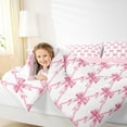 thumbnail image 4 of Feelyou Pink Kawaii Ribbon Full Size Comforter Sets, Cartoon Stars Print Bedding Comforter Set, Teens Boys Girls Kids Reversible Bedding Sets, Microfiber Bedroom Decor, 3 Pieces, 4 of 8