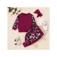 thumbnail image 2 of Seyurigaoka Infant Baby Girls Suit, Long Sleeve Floral Tops+Ruffled Pants+Headband, 2 of 8