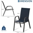 thumbnail image 3 of Patio Chairs Set of 6, Outdoor Stackable Dining Chairs with Textilene Fabric, All-Weather Deck Stacking Chairs with High Back for Backyard Poolside Garden Balcony, Navy Blue, 3 of 8