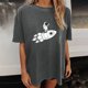 thumbnail image 5 of Moda Mujer Damas Cayó Hombro Mangas Impresión suelta Manga corta Top Pullover Tops Pompotops hfajkhk141638, 5 of 9