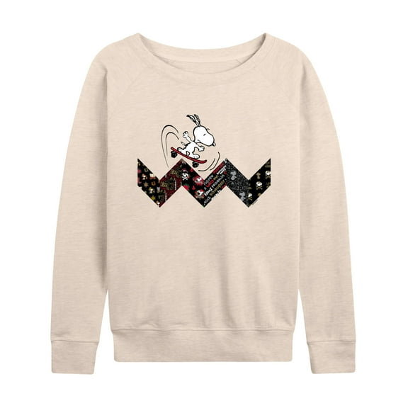 Peanuts - Snoopy Skating Pattern - Women's Lightweight French Terry Long Sleeve Shirt