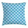 thumbnail image 1 of Checkered Throw Pillow Cushion Cover, Blue and White Gingham Fabric Texture Image Country Style Plaid Crossed Stripes, Decorative Square Accent Pillow Case, 20 X 20 Inches, Blue White, by Ambesonne, 1 of 2