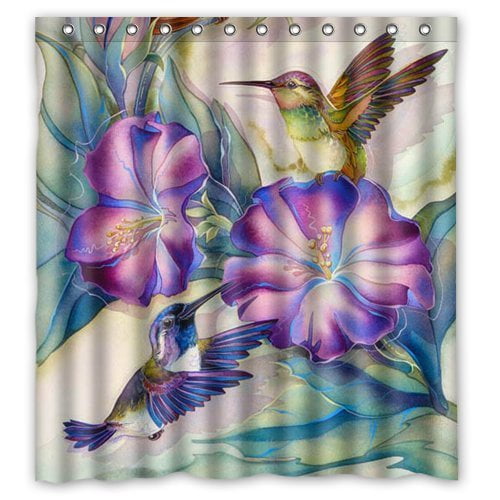 MOHome Bird Pretty Clean Look Hummingbird Shower Curtain Waterproof