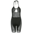 thumbnail image 6 of Qiylii Women Hollow Out Romper Sleeveless Halter Cutout Patchwork Mesh Short Jumpsuit See Through Backless Clubwear, 6 of 7
