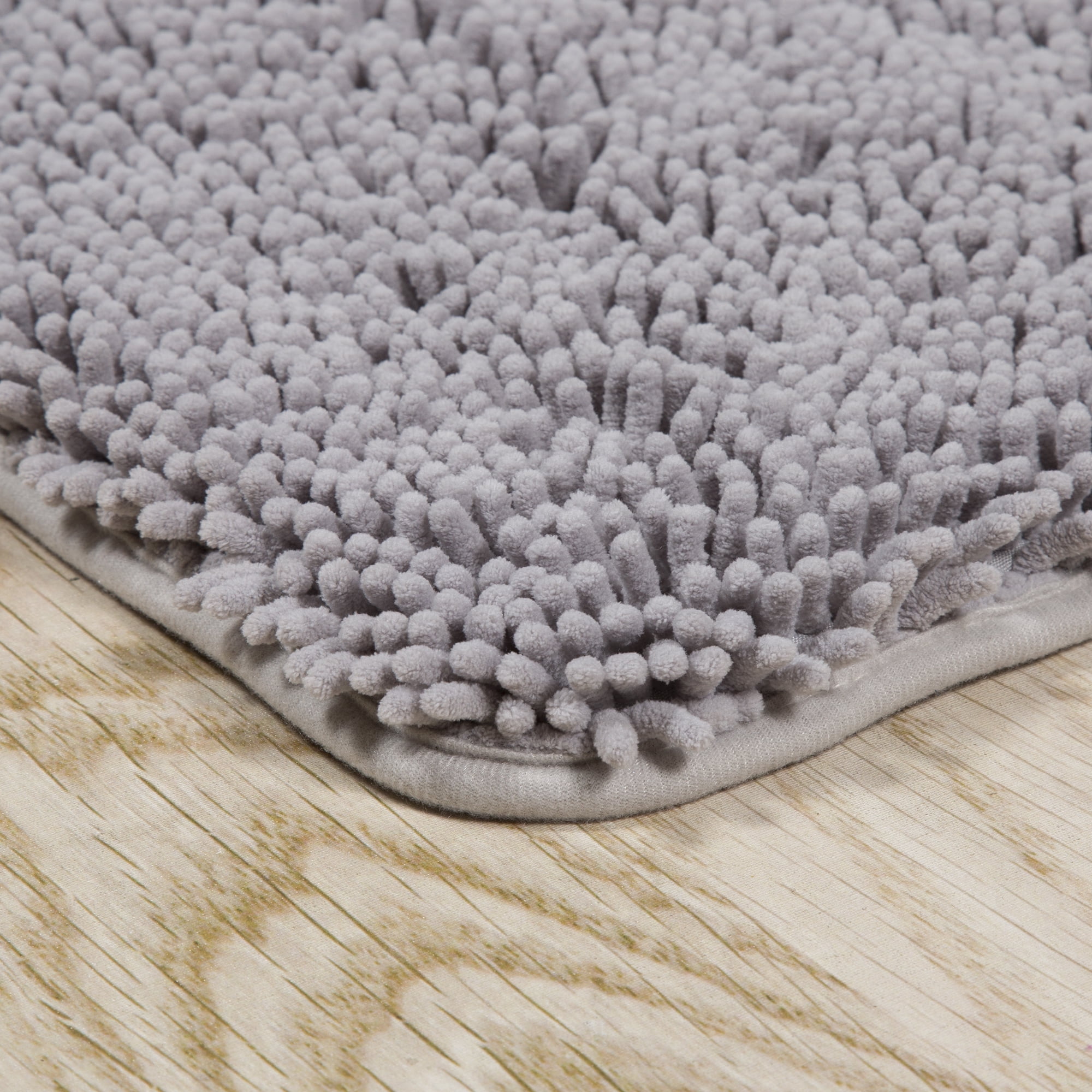 Lavish Home 58x24 Memory Foam Bath Mat with Plush Chenille Shag (Gray)