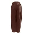 thumbnail image 6 of Women's Corduroy Barrel Pants Mid-Rise Elastic Waist Cord Pants Casual Wide Legs Baggy Pant with Pockets Brown M, 6 of 6