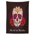 thumbnail image 3 of Ambesonne Skull Tablecloth Rectangular Table Cover, Dia de Los Muertos, 60"x90", Plum Red Cream, 3 of 4