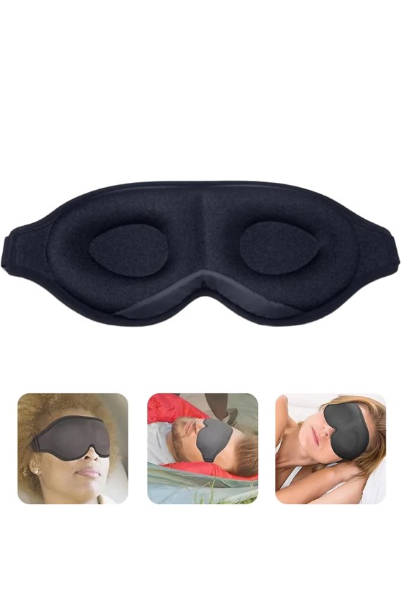 JJYY 1PC/2Pcs 3D Contoured Sleep Aid Eye Mask Soft and Comfortable Light-Blocking Eye Cover for Travel, Naps, Meditation, and Nighttime Use, Adjustable Strap for Men and Women