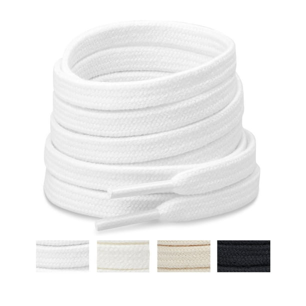 Cordones Handshop, anchos y planos, atléticos, 8 mm, 100 cm, blancos (2 pares)