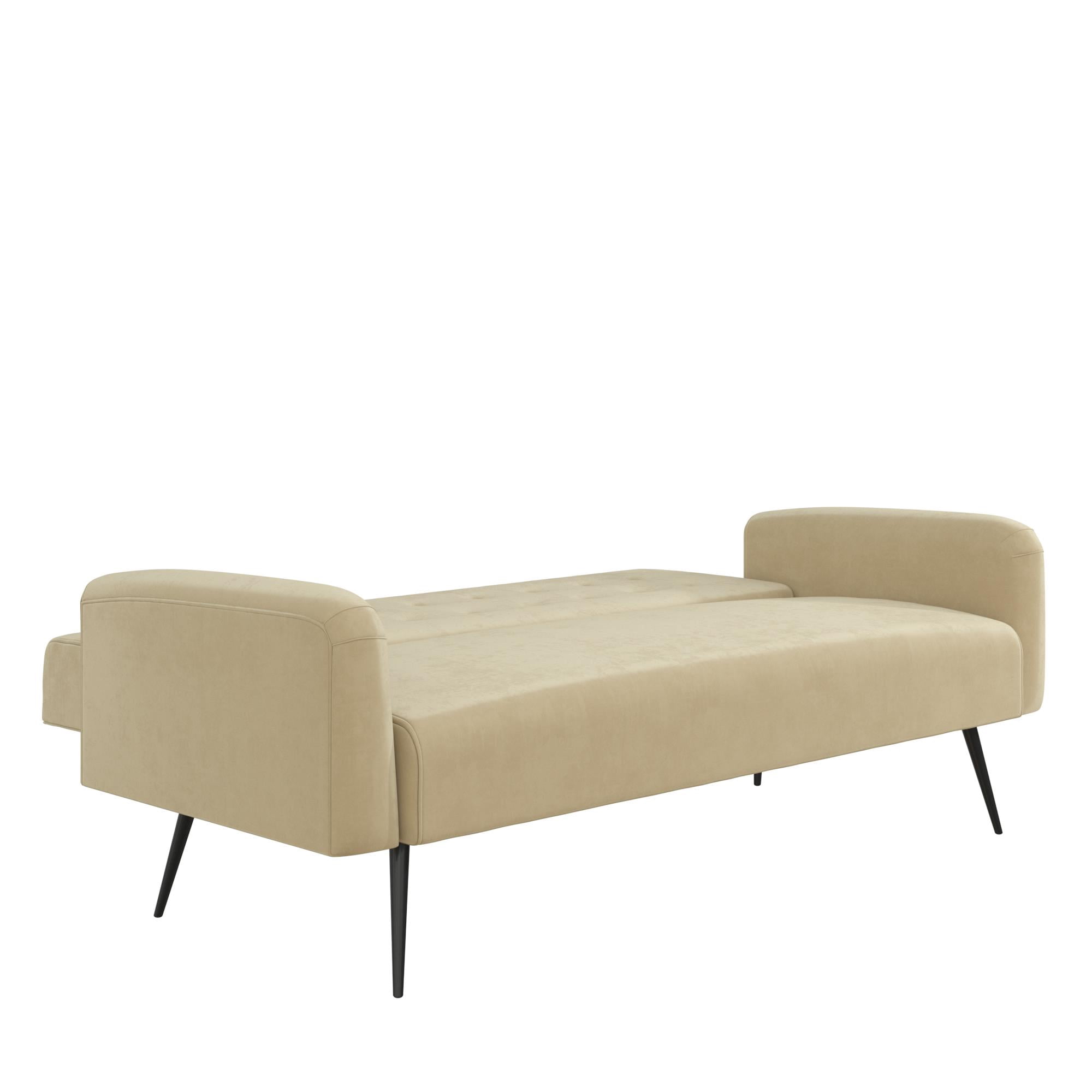 Z by Novogratz Stevie Futon, Convertible Sofa Bed Couch, Ivory Velvet