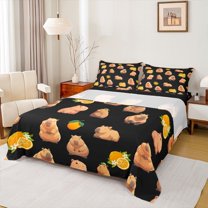 jejeloiu Kawaii Capybara Twin Sheet Sets,Cute Animals Lover Bedding For Boys Kids 3-Piece
