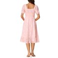 thumbnail image 3 of INSPIRAR CHIC Vestido Midi Babydoll de Verano para Mujeres con Cuello Cuadrado, Mangas Cortas Abullonadas, Cintura Alta y Corte Flowy en Color Rosa, 3 of 6
