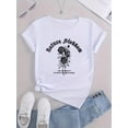 thumbnail image 2 of Women'S Casual Sportswear T-Shirt with Letter Pattern, Round Neck, Medium Stretch Polyester for Casual Wear, All Seasons, 2 of 6