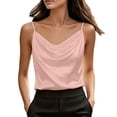 thumbnail image 2 of Silk Camisole Tops for Women 2026 V Neck Satin Tank Top Spaghetti Strap Sleeveless Summer Blouses Pink M, 2 of 6