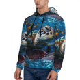 thumbnail image 3 of Rateoe Ocean Coral Turtle Pattern Mens Hoodie, Pullover Hooded Sweatshirt, Kangaroo Pocket Hoodie Ideal for Daily Wear, Travel and Home-Medium, 3 of 7