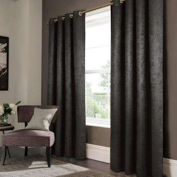 Olivia Gray Lina Matte Embossed Blackout Grommet Single Panel - 52x90", Black