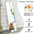 thumbnail image 5 of GlasFlength Full Length Mirror with Stand 59"x16" Body Mirror Free Standing Wall Mirror Modern Luminum Alloy Frame Floor Mirror Hanging or Leaning Against Wall for Bedroom Decor, Gold/59", 5 of 6