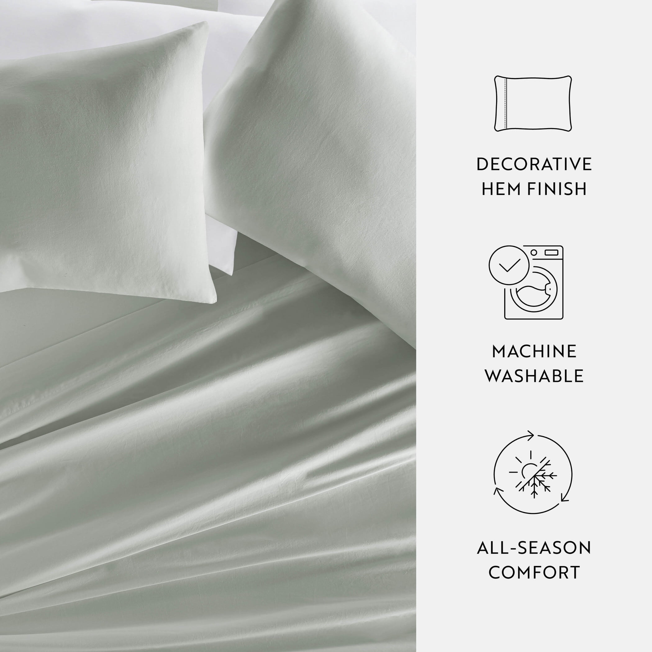 Green Mist 300TC Cotton Cooling Pillow Case Set, Standard/Queen, by Noble Linens