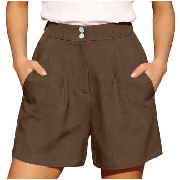 GUACER Shorts for Women Elastic Waisted Pleated Dressy Shorts with Pockets Casual Loose Wide Leg Shorts