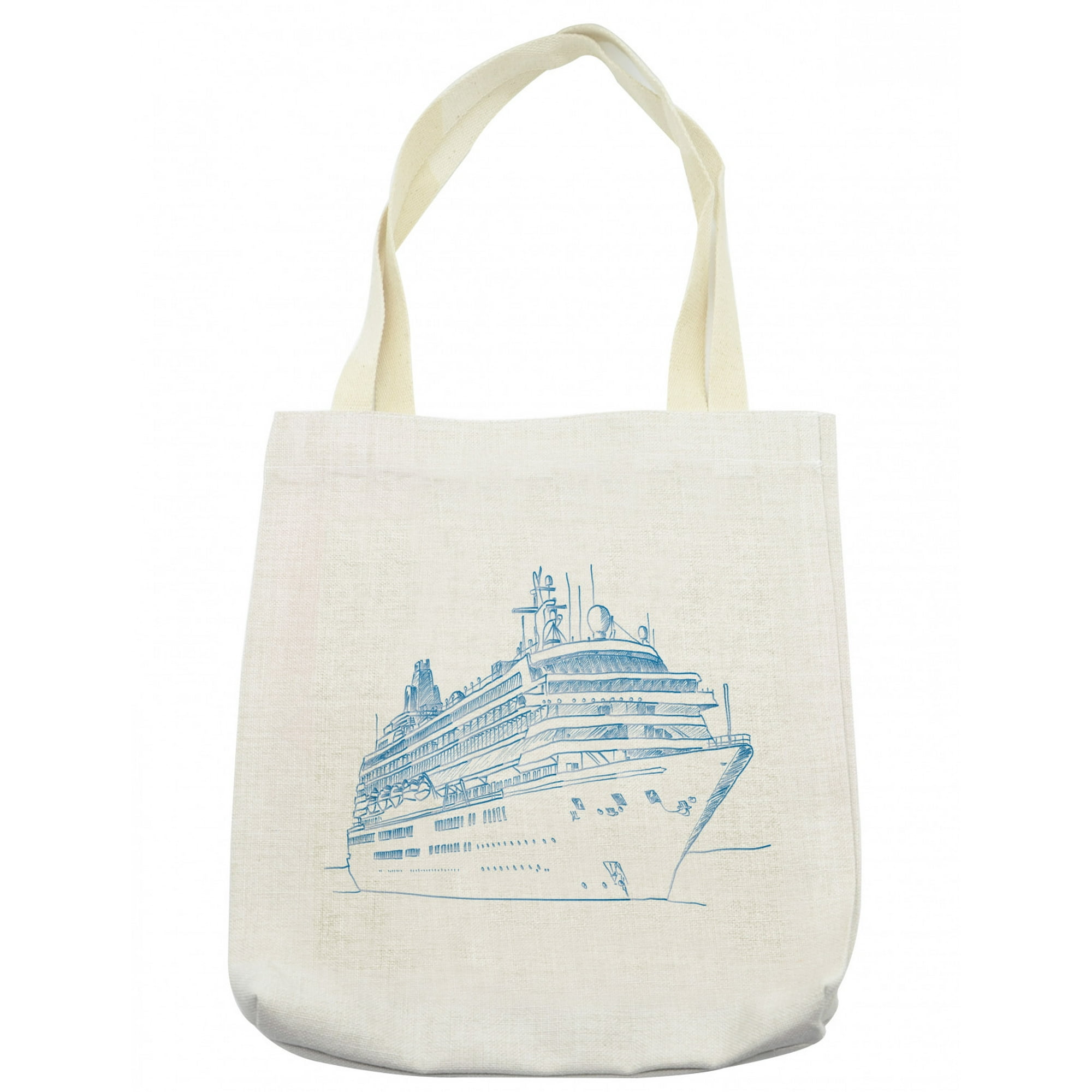Marine Tote Bag, Hand Drawn Sketch Style Cruise Liner Ship Design Ocean  Travel Transportation Holiday, Cloth Linen Reusable Bag for Shopping Books  Beach and More, 16.5 X 14, Cream, by Ambesonne 