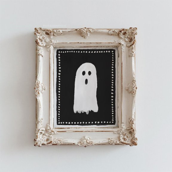 Vintage Ghost Halloween Spooky Monochrome Modern Wall Art Poster Decor